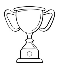 First place doodle icon. Medals and diploma set vector. Champion cup in sketch style. Awards, trophy cups, stars. Winner prize, champion cup