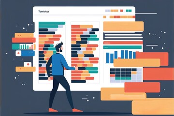 Project manager working with Gantt chart planning schedule, tracking milestones and updating task. Generative AI