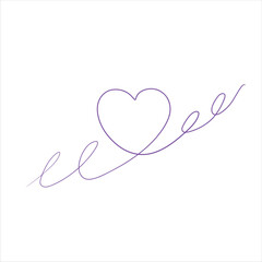One line heart drawing. Romantic symbol of Valentine Day.