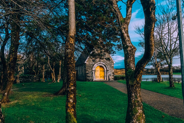 Gouganebarra Lake and the river Lee outside of Saint Finbarr's Oratory chapel.