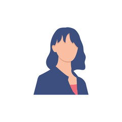 Half body beautiful woman colorful portrait. Avatars for social networks. Vector illustration in flat style.