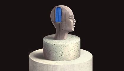 Conceptual art of think, brain mind, mental health, spiritual, soul and psychology. concept idea art. surreal 3d illustration. 
