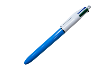 Classic Four color ballpoint pen on transparent background.	
