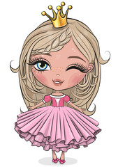 Cartoon Little Princess in a pink dress