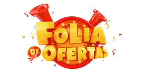 Selo 3D Folia de Ofertas Carnaval Brasil