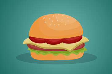 Big burger with sesame vector illustration 