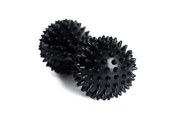 Black double or peanut spiky ball massager for yoga pilates or stretching and fascia pain. Sports...