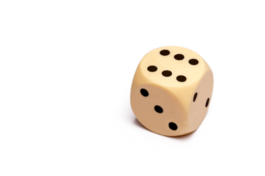 one dice isolated, png file
