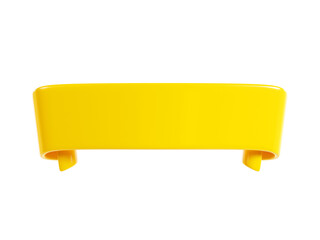 Ribbon text banner 3d render - yellow glossy rolled double tape for sale or promotion message.