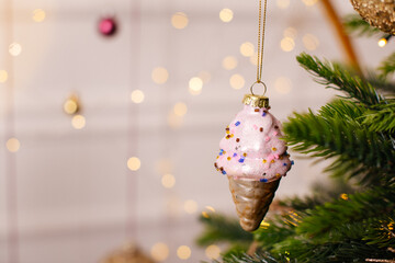 Ice cream cone - pendant Christmas ball, “tasty” Christmas tree decoration, winter decoration