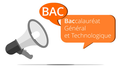 Mégaphone BAC - Baccalauréat Général et Technologique - obrazy, fototapety, plakaty