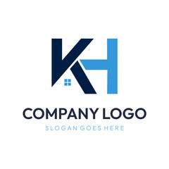 letter KH real estate logo vector 