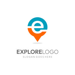 letter E for navigation vector logo icon