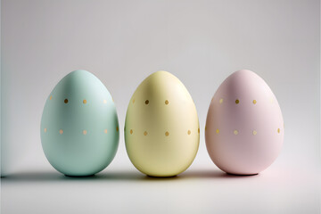 pastel colored Easter eggs against a white background, generative ai