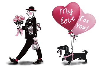 Valentine's Day. A man goes to his beloved woman.