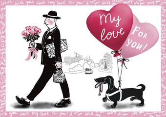 Valentine's Day. A man goes to his beloved woman.