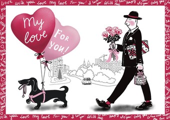 Valentine's Day. A man goes to his beloved woman.