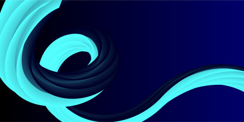 Colorful 3D abstract geometric shapes on dark blue background. Vector design elements for poster. Colorful vector waves