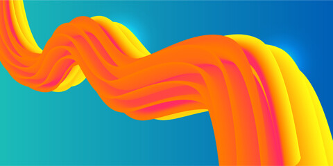 Colorful in oranges and blues, 3D abstract geometric shapes on gradient background. Colorful lineal  vector waves