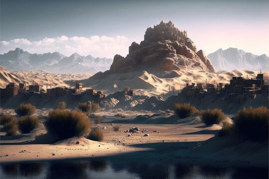Afghan landscape illustration, Afghanistan. , created with generative ai