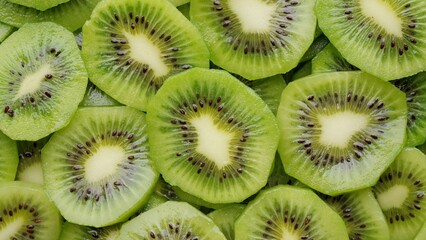 Sliced kiwi fruit top view. Fresh and healthy food concept