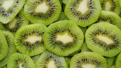 Sliced kiwi fruit top view. Fresh and healthy food concept