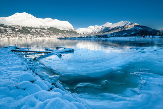 frozen sea in the winter in &oslash;rsta