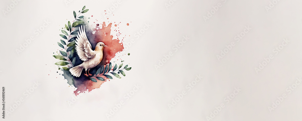 Wall mural Confirmation Celebration Dove - Watercolour (Generative Art)