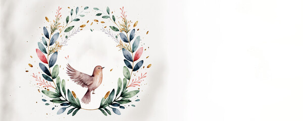Fototapeta na wymiar Confirmation Celebration Dove - Watercolour (Generative Art)