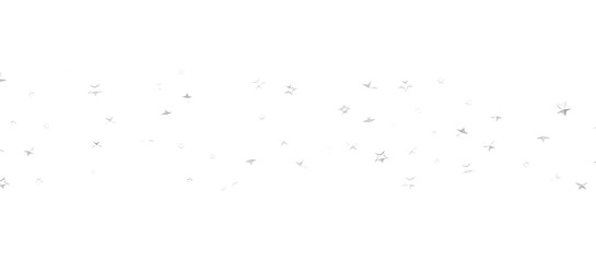 Banner with silver decoration. Festive border with falling glitter dust and stars.