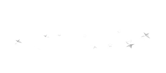 Banner with silver decoration. Festive border with falling glitter dust and stars.