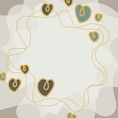 Abstract minimalistic gray background with hearts. Square vector illustration for social media feed design, Valentine's Day card, wedding invitation