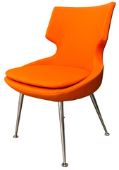 Orange chair of contemporary design, transparent PNG. - obrazy, fototapety, plakaty