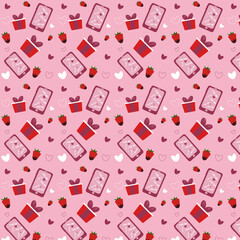 pattern with hearts and strawberry