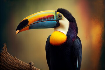 Portrait of a tropical toucan bird.. Generative AI