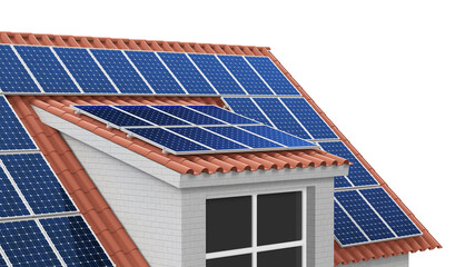 Fototapeta premium House roof with solar panel energy system