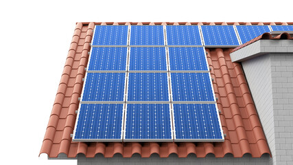 House roof with solar panel energy system