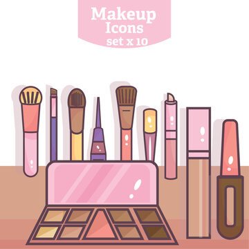 Set of Makeup icons Fashio incons Vector