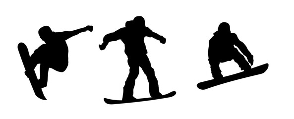 Set ofsnowboarder silhouette 