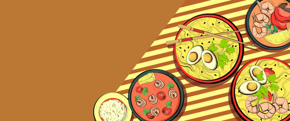 Mockup for a board with Asian dishes