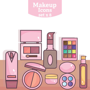 Set of Makeup icons Fashio incons Vector