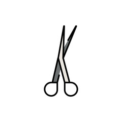 Surgical scissors color line icon.
