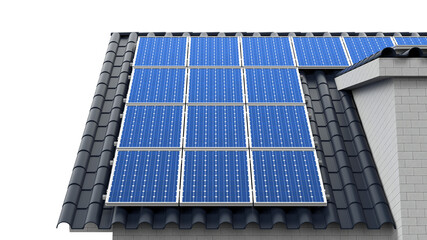 House roof with solar panel energy system