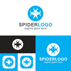 Simple Spider logo.Minimal Icon Style.Vector Illustration.Black and white.Unique, elegant, modern style.