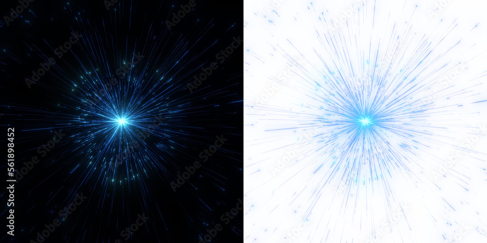 Poster blue particle burst with fast motion and shining stars. perfect for creating a futuristic and high-s