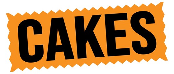 CAKES text written on orange-black stamp sign.