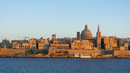 Fototapeta na wymiar Sunset in Valetta, the capital of Malta.