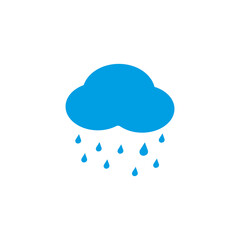 Blue Cloud Rain icon isolated on background. Modern simple flat forecast storm sign. Weather, internet concept. Trendy vector rain symbol for website design, web button, mobile app. Logo illustration.