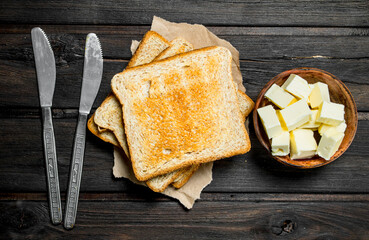 Toasted bread and butter.