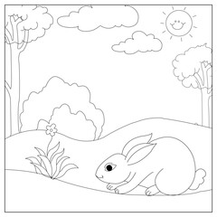 Rabbit coloring page vector